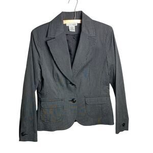 Vtg 90s Envision Studio Grey Black Pinstripe Blazer Size 12 Office Professional
